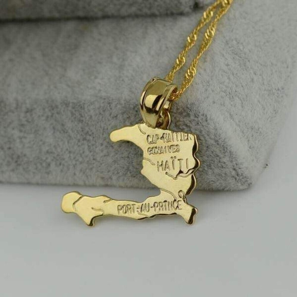 Haiti 24k gold plated necklace set, his and hers haiti necklace, - Picture 3 of 5